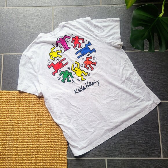 Keith Haring Dancing People Circle Short Sleeve Shirt Art Wear Size 2XL - Picture 3 of 3